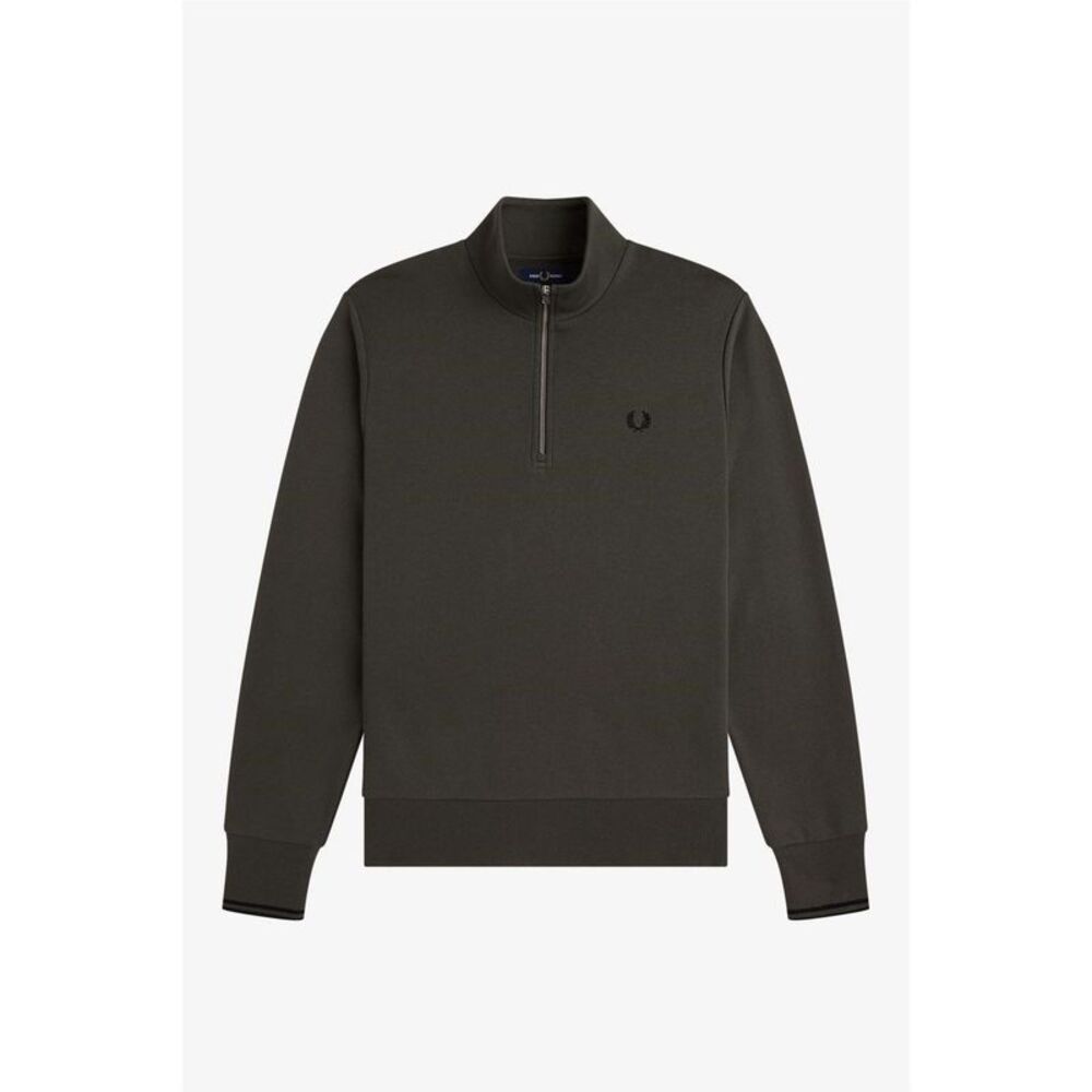 Fred Perry Mens Logo Half Zip Sweatshirt / Field Green
